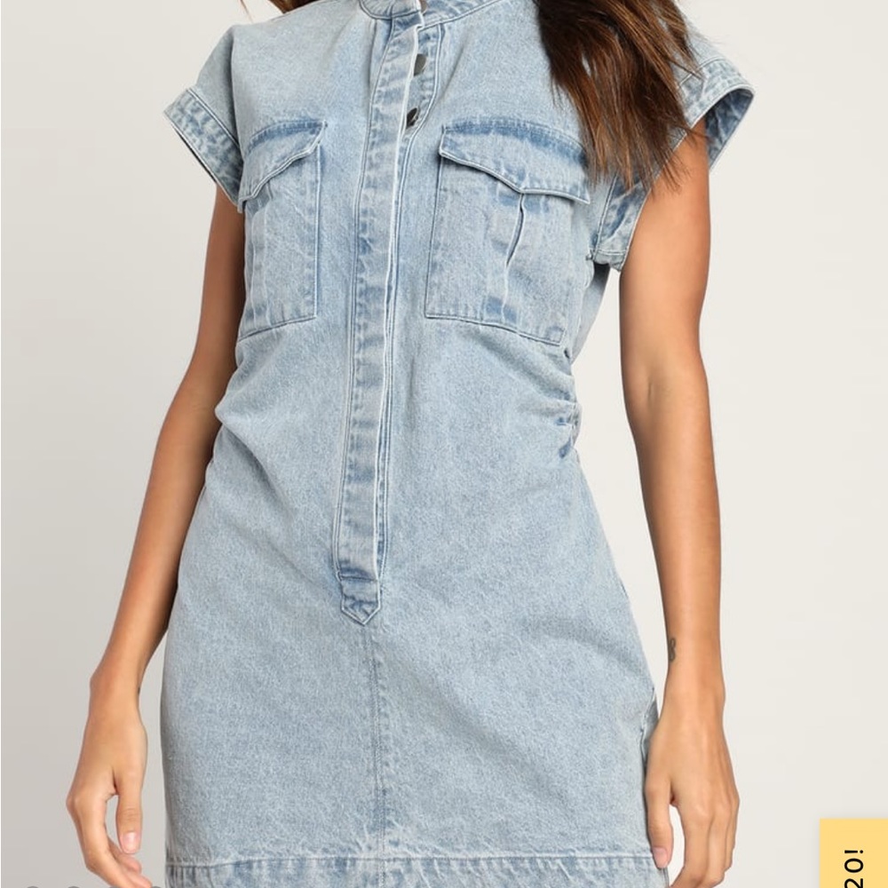 Lulu's Light Wash Denim Shirt Dress